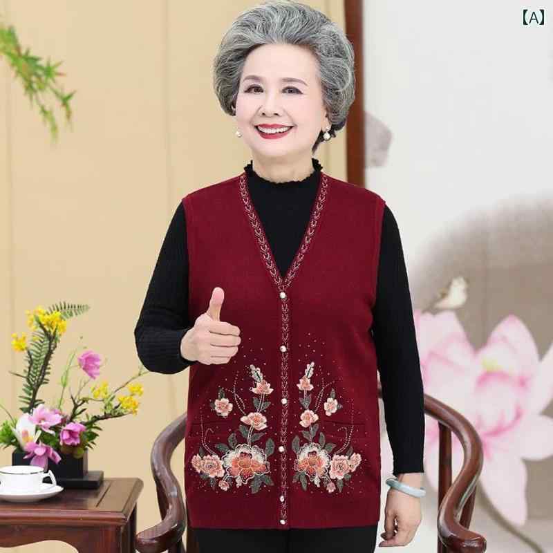 ベスト レディース おしゃれ シニア 秋冬 花柄 ボタン 前開き 重ね着 大きいサイズ ミセス 母 普段着