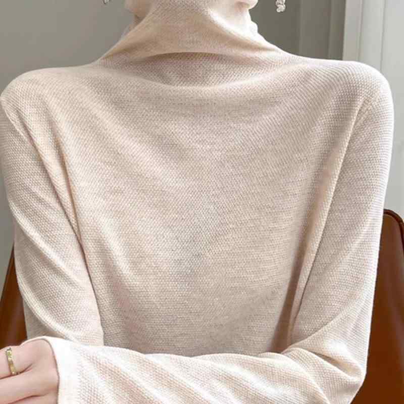 ニット 長袖 レディース おしゃれ タートルネック ハイネック ゆったり 薄手 冬 綿 重ね着 シンプル 無地