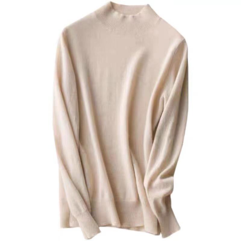 Long-Sleeved Knit - ニット レディース おしゃれ ウール ハーフハイネック 秋冬 ゆったり 厚手 シンプル