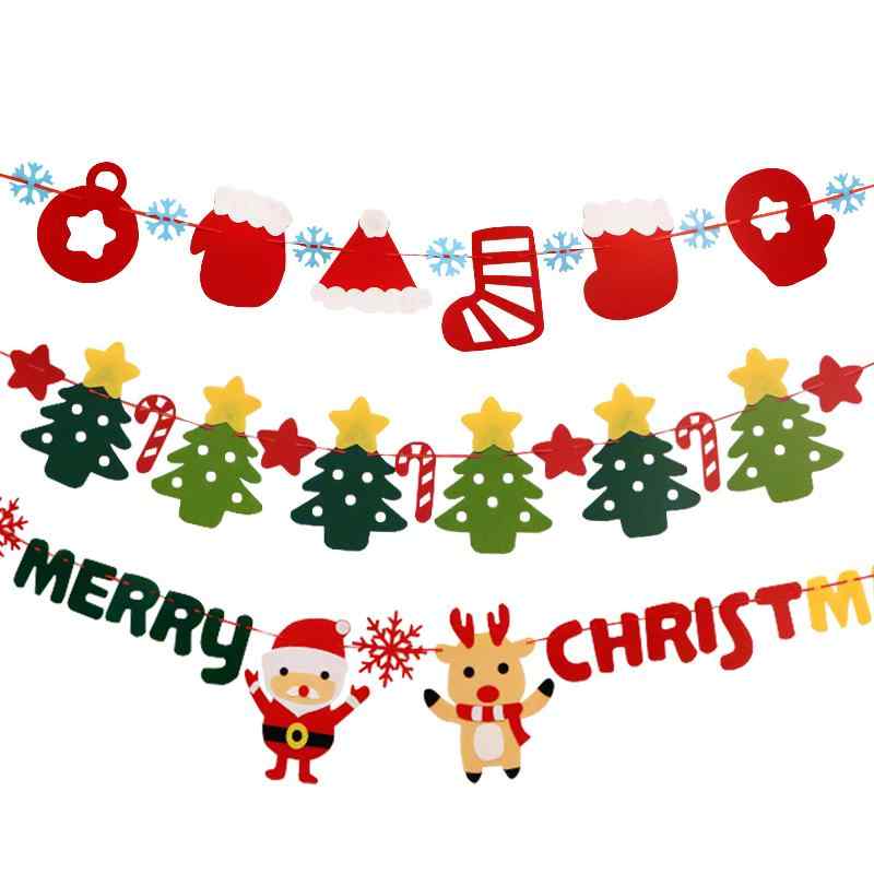クリスマス 飾り 壁 ガーランド 吊り下げ 不織布 サンタクロース トナカイ ツリー フラッグ 中国語 家庭 パーティー 写真撮影 背景 かわいい