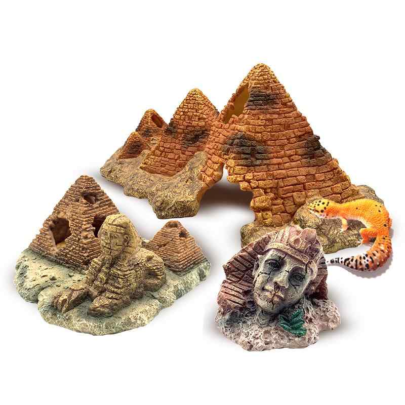 アクアリウム オブジェ 水槽 樹脂 オーナメント 置物 ミニチュア 装飾 アクセサリー レイアウト デコレーション 熱帯魚 亀 爬虫類 ペット 飼育 隠れ家 個性的 おしゃれ ピラミッド ファラオ像
