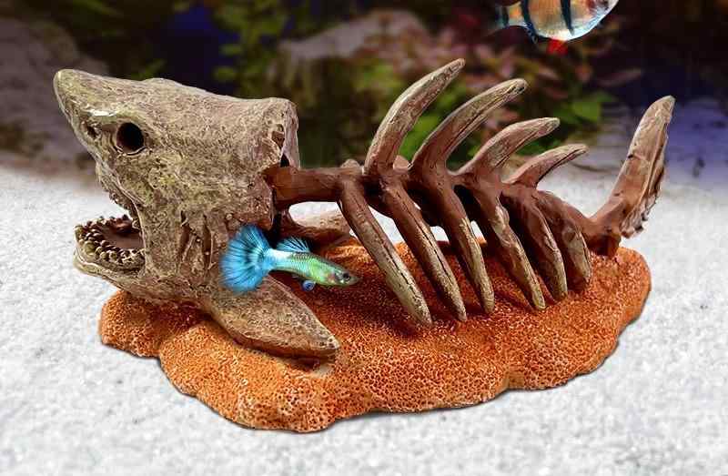 アクアリウム オブジェ 水槽 樹脂 オーナメント 置物 ミニチュア 装飾 アクセサリー レイアウト デコレーション 隠れ家 熱帯魚 亀 爬虫類 ペット 飼育 個性的 赤 黄 緑 サメ 骨 流木