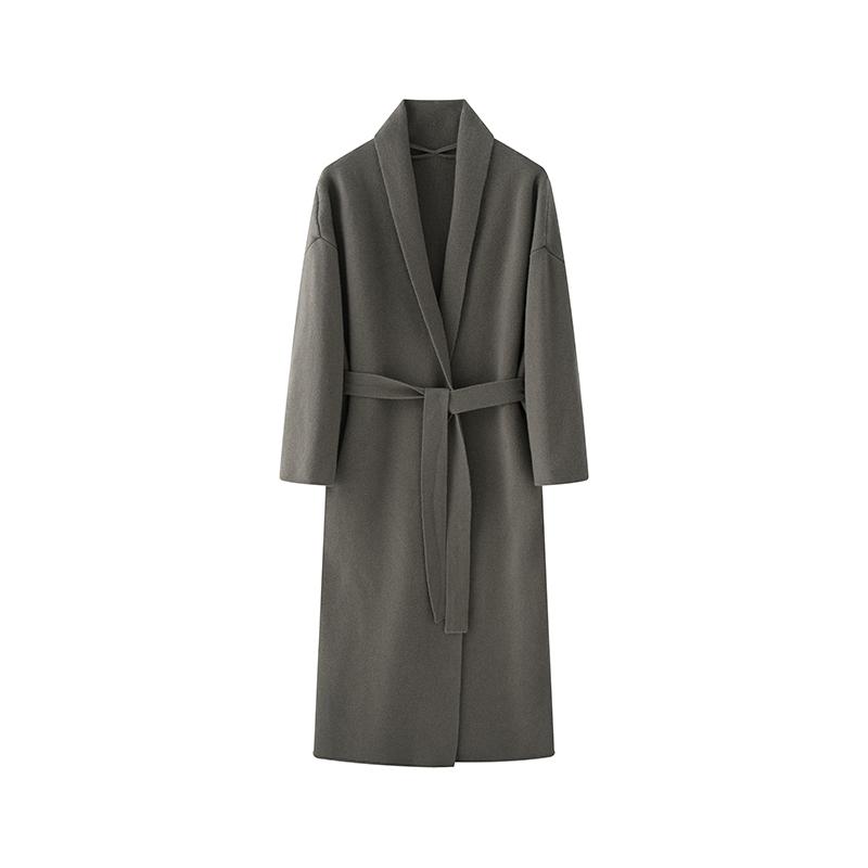 カーディガン レディース おしゃれ 綿ウール 長袖 ロング ウエストベルト ゆったり シンプル エレガン..