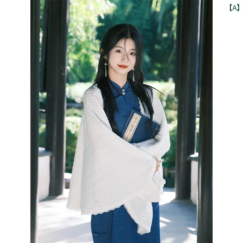 ケープ レディース おしゃれ 白 カーディガン チャイナ風 中華風 レトロ ショール 羽織り ドレス 合わせやすい エアコン対策対策 ショール 披露宴 披風