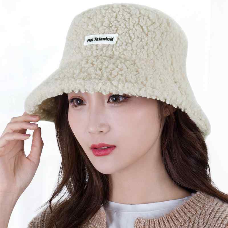 Knit Hat - バケットハット レディース おしゃれ バケハ カジュアル ボア風 秋冬 韓国 シンプル ふわもこ 暖かい