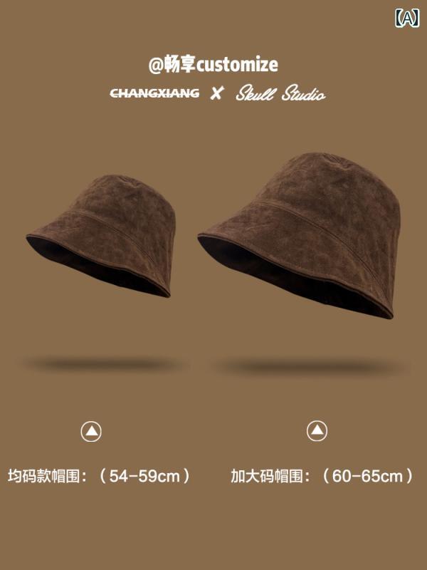 Knit Hat - バケットハット レディース おしゃれ バケハ カジュアル 大きめサイズ スエード調 デニム 秋冬 PUレザー 素顔カバー 顔 すっぴん 隠し シンプル