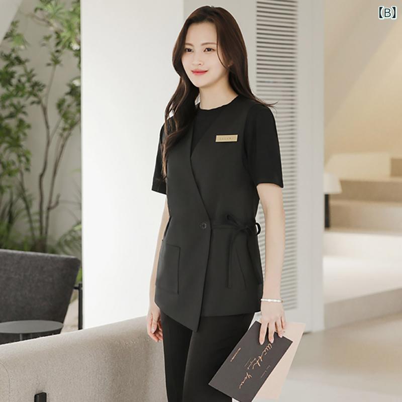 エステ ユニフォーム 制服 おしゃれ セットアップ レディース 上品 美容 サロン ホテル フォーマル オフィス 長袖 仕事 きれいめ シンプル スタイリッシュ (3)