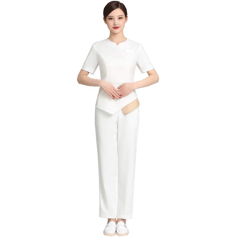 エステ ユニフォーム 制服 おしゃれ セットアップ レディース 秋冬 長袖 上品 フロント 無地 ホテル フ..