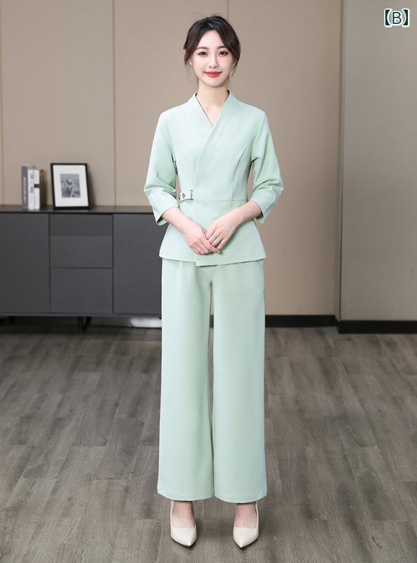 エステ ユニフォーム 制服 おしゃれ セットアップ レディース 韓国 美容 春秋 長袖...