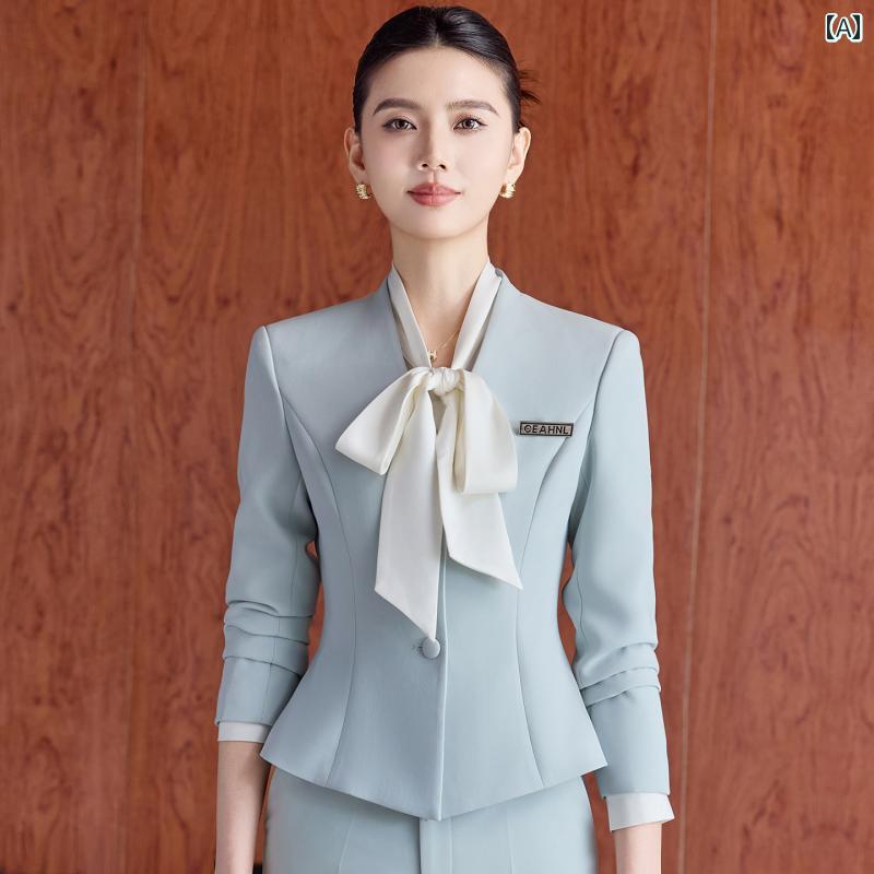 エステ ユニフォーム 制服 おしゃれ セットアップ レディース ライトグリーン 秋 ...