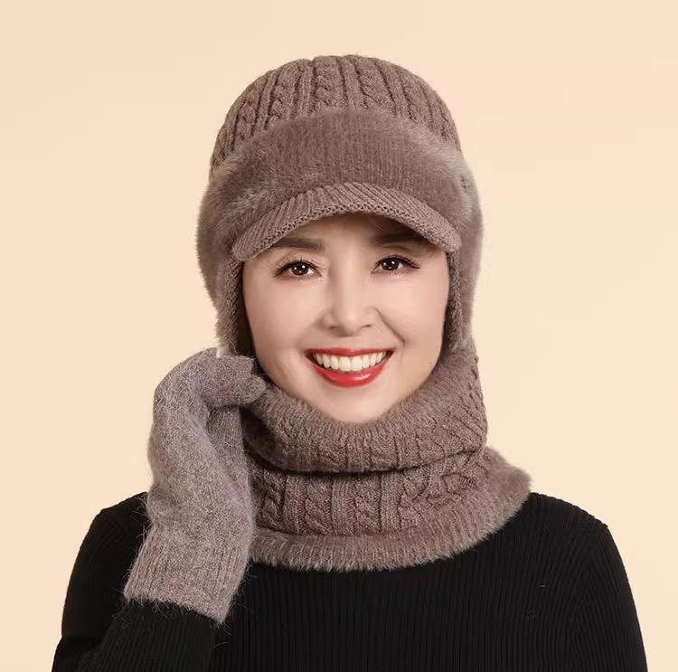 帽子 レディース シニア 冬 ウール 毛糸 裏起毛 防寒 暖かい ゆったり ニットキャップ 母の日 祖母 プ..