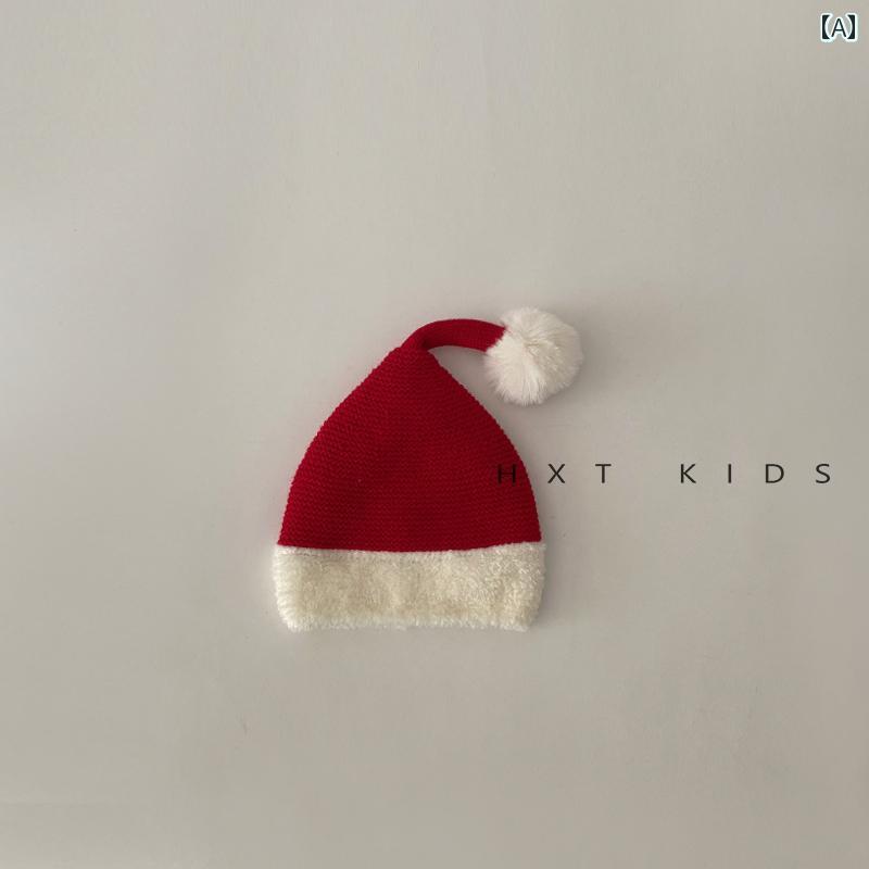 帽子 キッズ ベビー 子供用 男女兼用 クリスマス お正月 ニット帽 ビーニー 赤 レ...