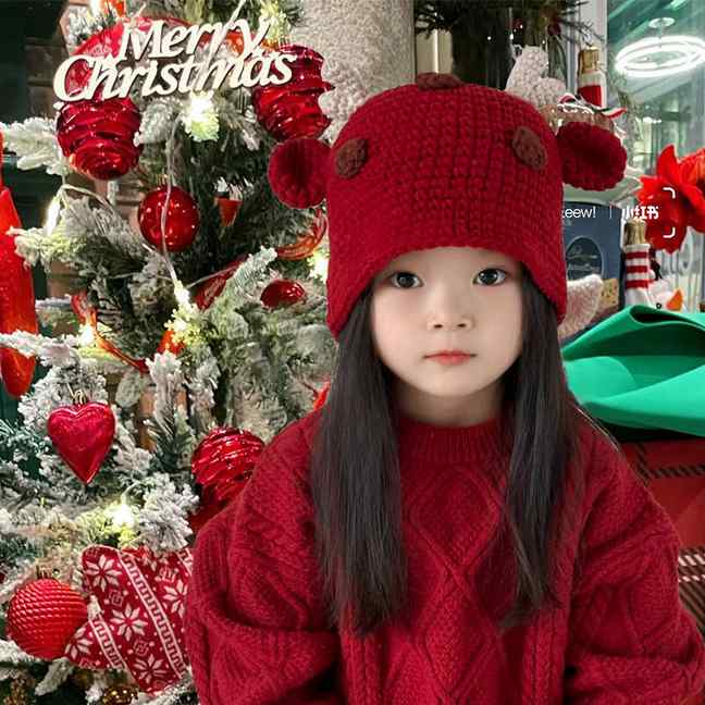 ニット帽 キッズ 男の子 女の子 ベビー 男女兼用 クリスマス 赤 レッド トナカイ ...