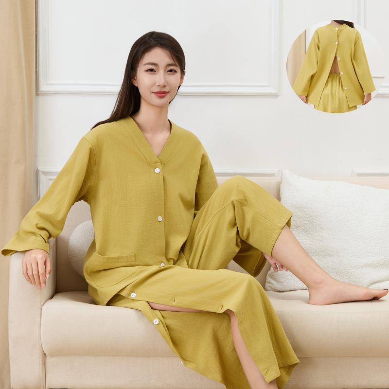 美容施術着 エステ マッサージ 艾灸 刮痧 鍼灸 推拿 用 純綿 コットン 背中開き 後ろボタン トップス 上着 ゆったり リラックス 療法衣