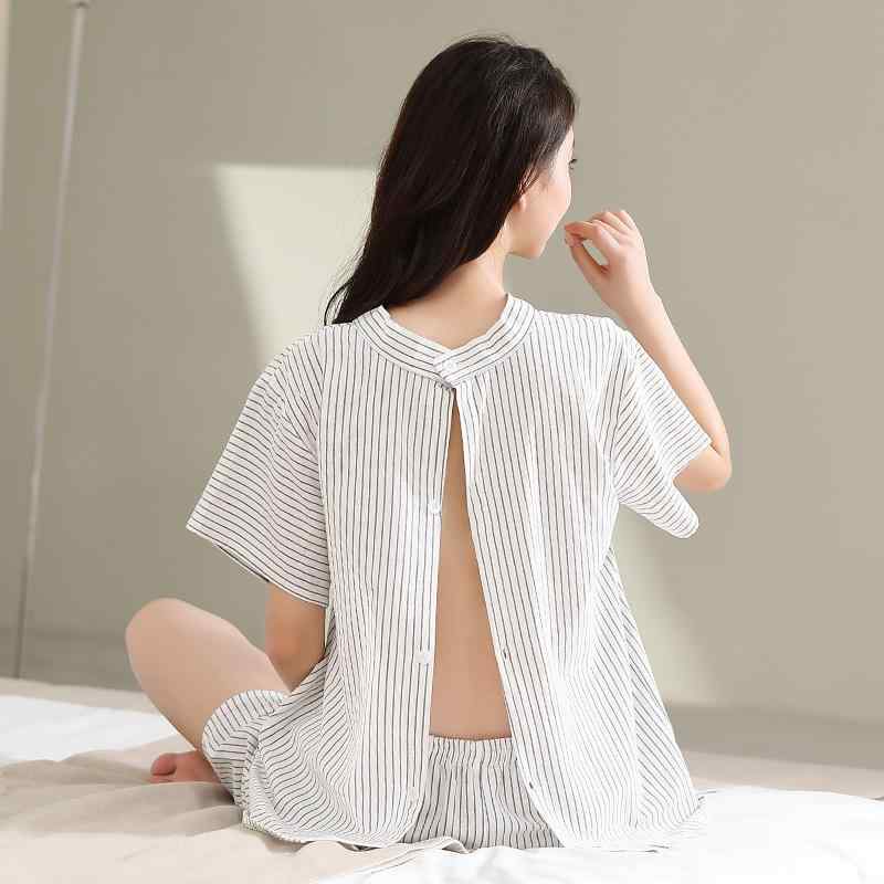 施術着 レディース 艾灸 理療 ヘッドスパ マッサージ 整体用 純綿 前後開き 背面ボタン ショート丈 高級感 ガウン リラックスウェア(4)