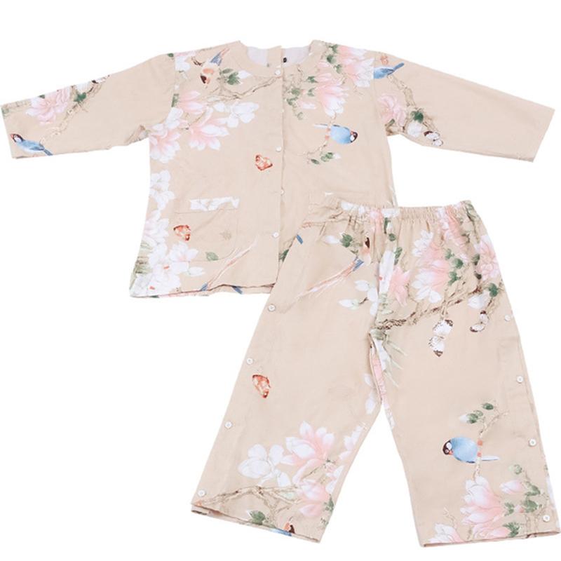 施術着 鍼灸着 マッサージ着 着 コットン 綿 前後開閉 ボタン 背中オープン よもぎ灸 刮痧 リラックスウェア