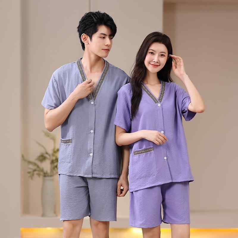 施術着 レディース 女性用 春夏 薄手 肌触りやわらか 綿混 前後ボタン開き 鍼灸 マッサージ 整体 入院 着脱簡単 通気性 吸湿速乾 リラックスウェア