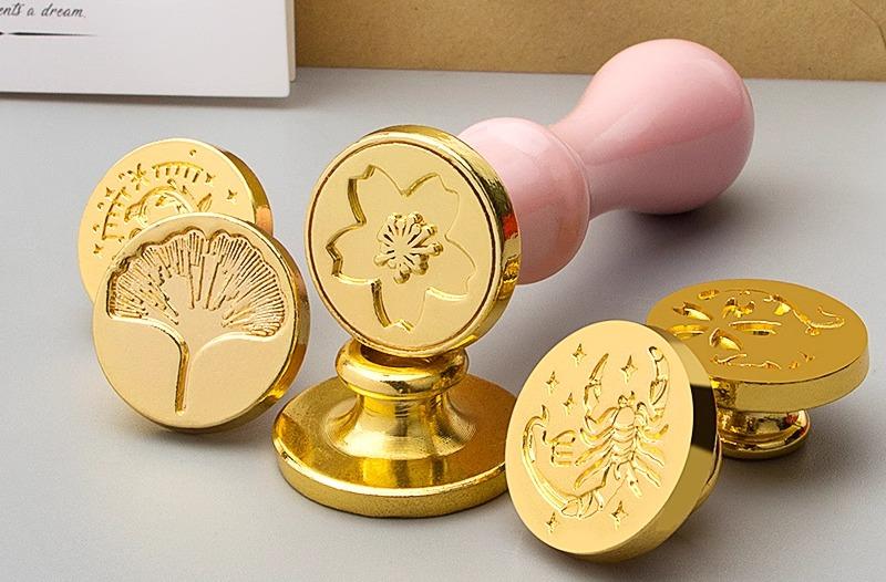 シーリングスタンプ ヘッド 2.5cm 封蝋印 封筒 手帳 招待状 結婚式 誕生日 プレゼント 十二星座 桜 浮き彫り おしゃれ メッセージカード