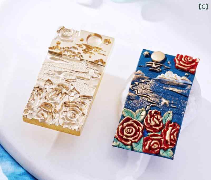 シーリングスタンプ ヘッド セット ヨーロピアン レトロ アンティーク 浮彫り 3D 立体 特殊形状 蝶々柄..