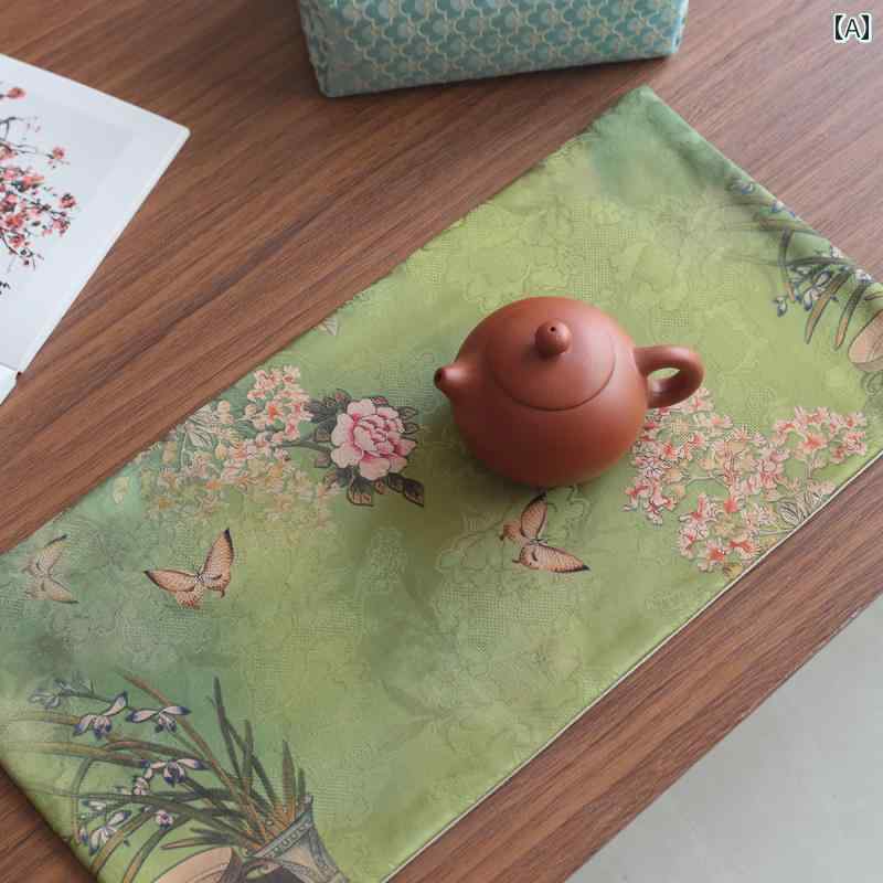 ティーマット 茶席 吸水性 レトロ チャイナ風 禅スタイル 蝶々 花柄 黄色 断熱 鍋敷き 乾泡茶器用 来客..