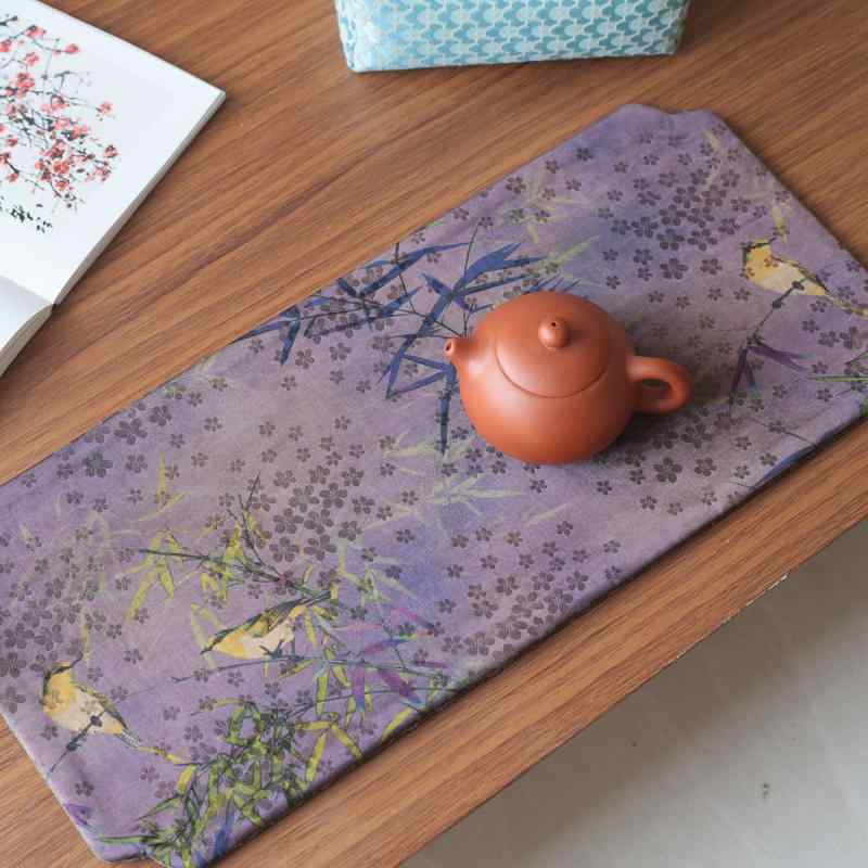 ティーマット 茶席 香雲紗 織物 吸水 リバーシブル 厚手 乾泡 ダイニング チャイナ風 禅テイスト 植物..