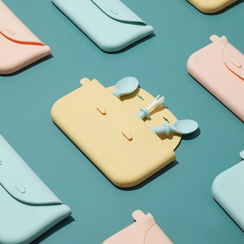 カトラリーケース ベビー 子供用 キッズ シリコン製 防水 持ち運び 多機能 コンパクト フォーク スプー..