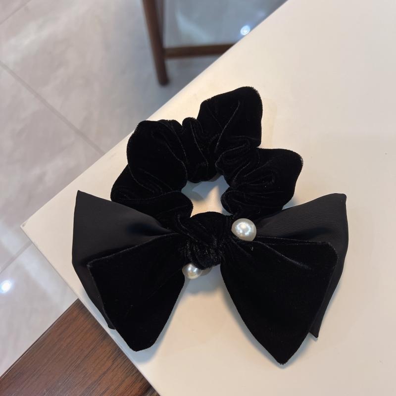シュシュ レディース ブラック ベルベット リボン 高級感 エレガント 上品 ポニーテール まとめ髪 ヘアゴム 髪飾り ヘアアクセサリー 秋冬