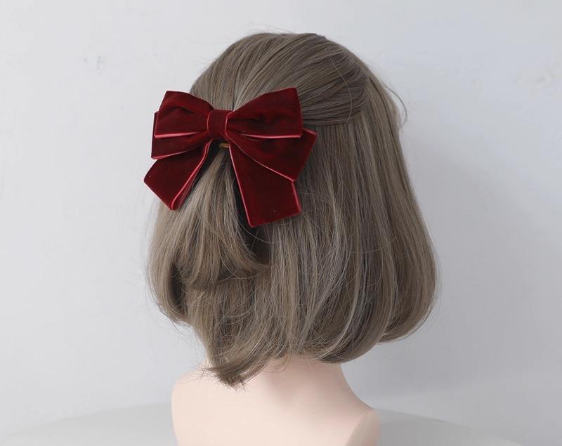 ヘアクリップ レディース レトロ クラシック ブラック ベルベット ベロア ビッグリボン バレッタ 髪留め 秋冬 上品 エレガント 普段使い デイリー オケージ...