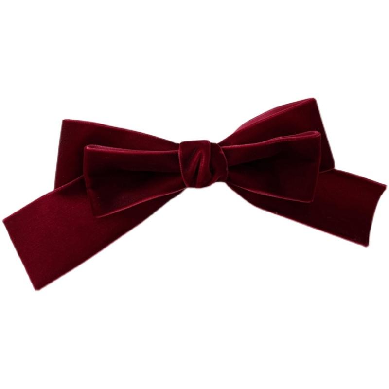 ヘアアクセサリー レディース レトロ ヴィンテージ風 ベルベット ベロア ビッグ 大きめ リボン 蝶結び ヘアクリップ バンスクリップ まとめ髪 ポニーテール ...