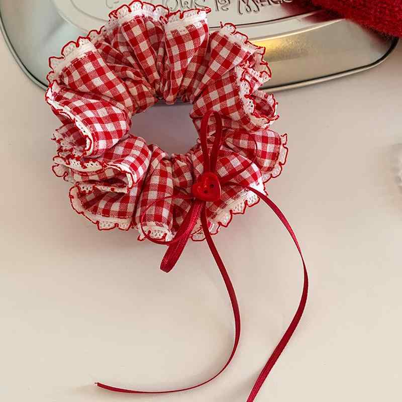 シュシュ レディース 女性用 韓国 赤 レッド ハート リボン 特大 大きめ 高級感 ヘアゴム 髪飾り ルーズ こなれ感 普段使い おしゃれ かわいい ヘアアレ...