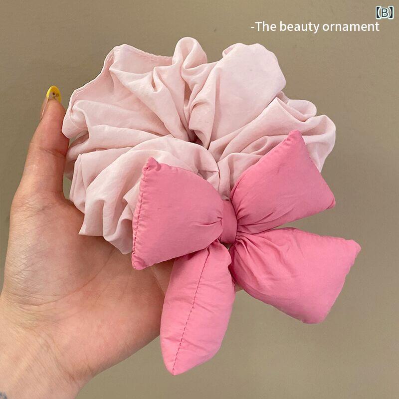 シュシュ レディース 韓国 リボン スポンジ素材 ブラック お団子ヘア まとめ髪 髪に優しい 秋冬 かわいい ベーシック ヘアアクセサリー おしゃれ 普段使い デイリー 大人可愛い