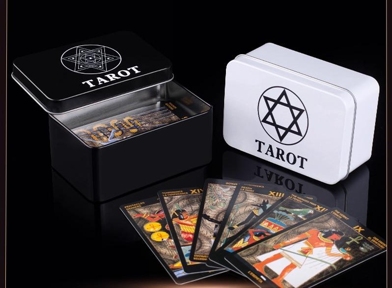 タロットカード入れ 収納 ケース ブリキ コンパクト 小型 持ち運び 携帯用 防塵 整理 整頓 ボードゲー..