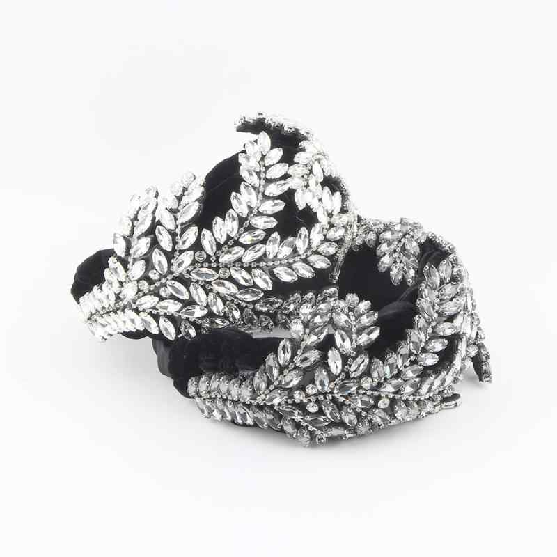 カチューシャ レディース 女性用 秋冬 レトロ アンティーク調 豪華 エレガント フルジルコニア リーフモチーフ ベロア ツイスト ボリュームアップ パーティー 結婚式 お呼ばれ ヘアバンド ヘッドバンド 髪飾り