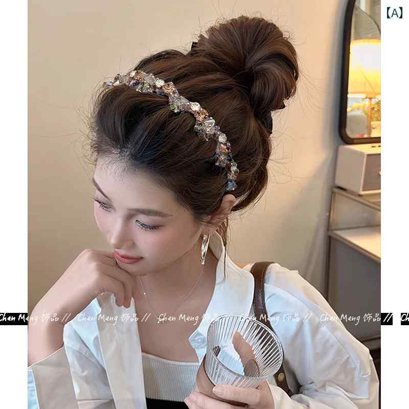 カチューシャ レディース 女性用 高級感 ピンク ラインストーン 全面きらめく 波型 ボリュームアップ ..