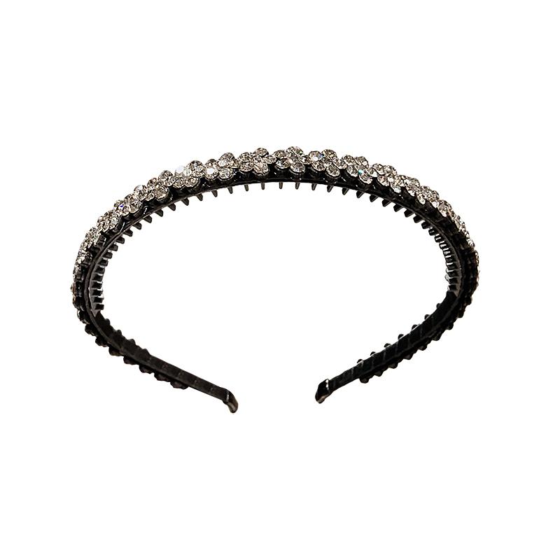 カチューシャ レディース ラインストーン フラワー 細身 高級感 上品 レトロ ギザギザ 滑り止め ヘアバンド お出かけ デイリーユース 韓国 髪飾り ヘアアクセサリー