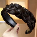 カチューシャ レディース 女性用 幅広 ウィッグ つけ毛 三つ編み 編み込み ヘアバンド ヘアアクセサリー 白髪隠し 白髪カバー 日韓スタイル お洒落 ファッション小物 簡単装着 ナチュラル 自然 ダークブラウン ライトブラウン ナチュラルブラック
