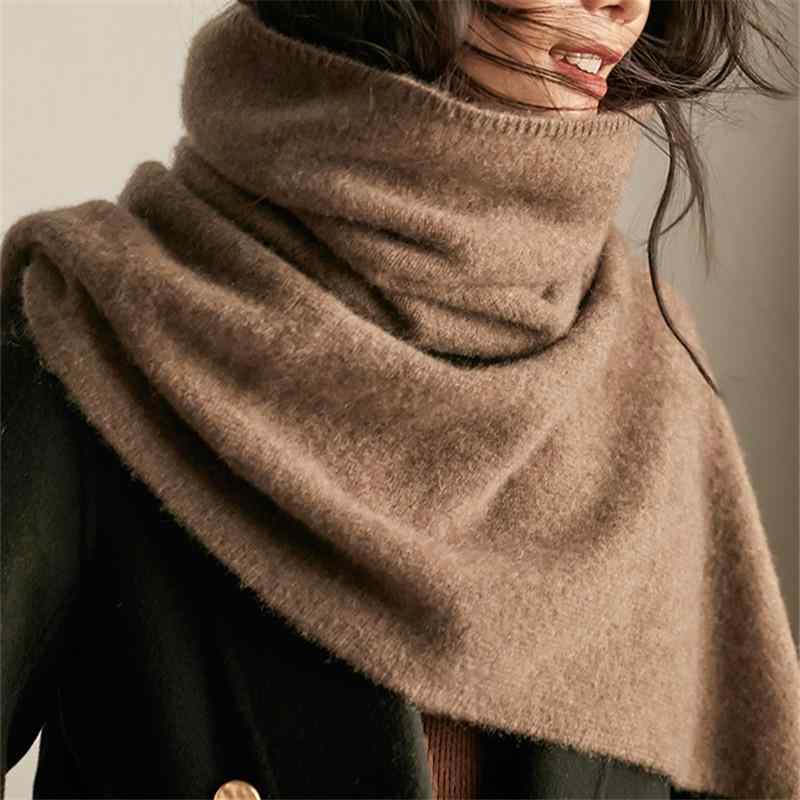ショール レディース 厚手 無地 保温 防寒 マフラー ストール 2way 合わせやすい 欧米スタイル おしゃれ キャメル ブラウン カジュアル 秋冬 ファッション