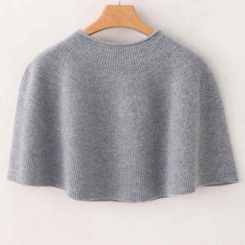 ショール レディース モックネック ウール ニットプルオーバー ショート丈 ケープ ポンチョ あったか ..