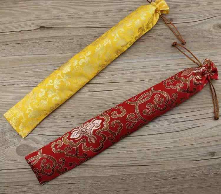 扇子袋 織物 伝統柄 水波紋 富貴 牡丹 龍 上品 華やか 携帯用 収納 保護 和装小物 着物 浴衣 巾着 レトロ アイボリー 赤 青 ギフト