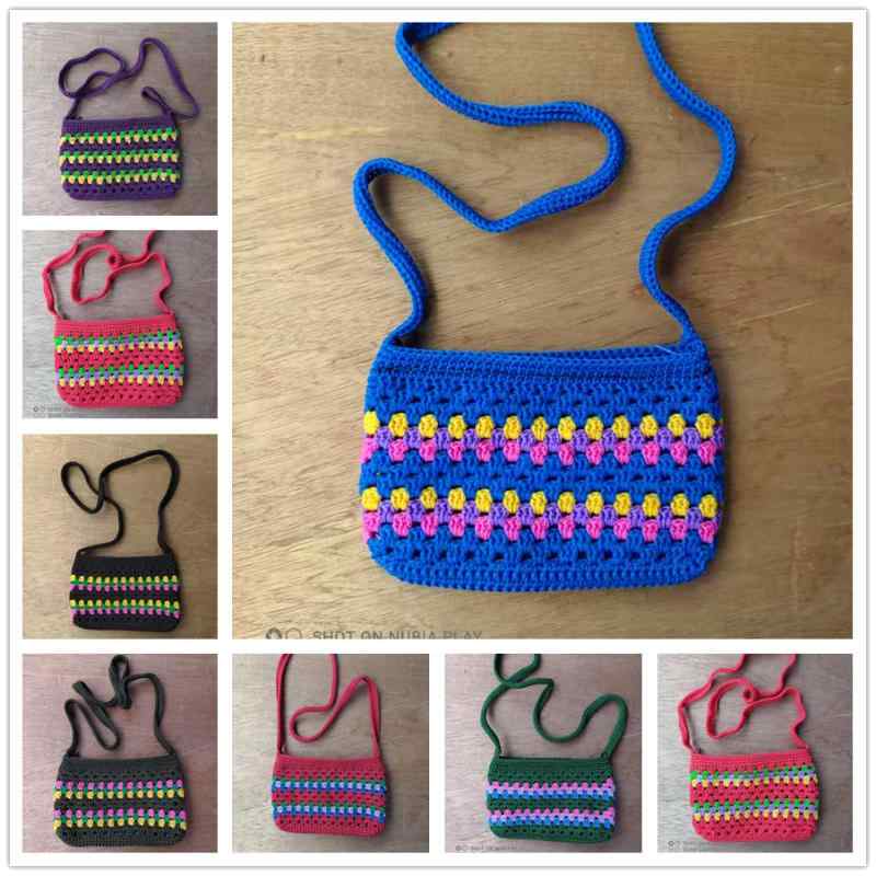 ショルダーバッグ レディース 手編み ミニバッグ 毛糸 斜めがけ 小銭入れ 携帯ケース アクリル カジュ..