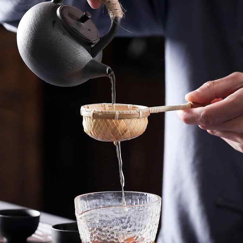 茶道具 蓋置 竹製 藤製 茶漉し トレイ 編み 持ち手付き ラタン シンプル おしゃれ 便利 スタンド ホル..