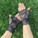 手袋 レディース 指なし レース UVカット 紫外線対策 日焼け防止 運転 ドライブ サイクリング 薄手 伸縮性 通気性 春夏用 フリーサイズ ブラック ホワイ...