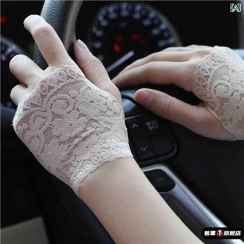 アームカバー 指なし手袋 スキンカラー 肌 ベージュ ブラック ホワイト 手の甲 傷跡 タトゥー隠し 紫外線対策 UVカット 日焼け防止 レース 薄手 接触冷感 グローブ 春夏 普段使い ドライブ