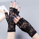 手袋 レディース レース 指なし UVカット 日焼け対策 通気性 涼しい 薄手 ドライブ 運転用 傷跡カバー セクシー ホワイト ブラック 肌 フリーサイズ 春...