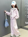 セットアップ 女の子用 キッズ ジュニア カジュアル 普段着 スポーツ アクティブ おしゃれ フード付き パーカー カーディガン ジャケット 2点セット ツーピ...