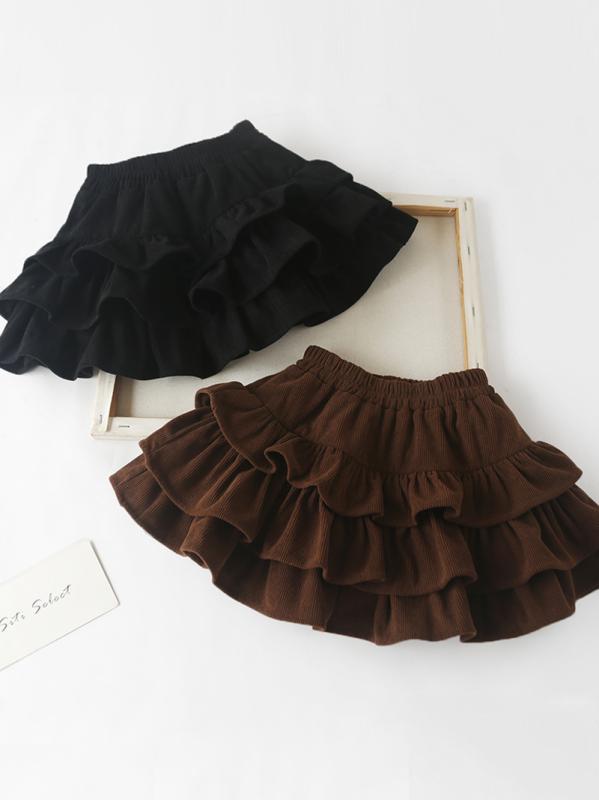 スカート 女の子 キッズ ガールズ コーデュロイ ティアード ミニ丈 キュロット 裏起毛 厚手 秋冬 普段..