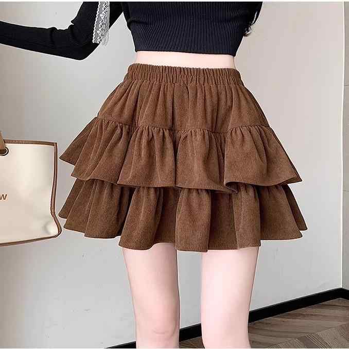 スカート 女の子 キッズ ガールズ 秋冬 コーデュロイ 再生繊維 麻 ふわふわ ティアード フレア Aライン..