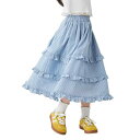 スカート 女の子 キッズ ティアード フリル チェック柄 格子柄 ミディ丈 薄手 涼しい 春夏 お出かけ 普段使い カジュアル ブルー ピンク グリーン