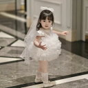 ドレス 女の子 チュールスカート ボリューム フレア プリンセス ティアードフリル 1歳 誕生日 バースデーセレモニー 結婚式 フラワーガール リングガール 発...