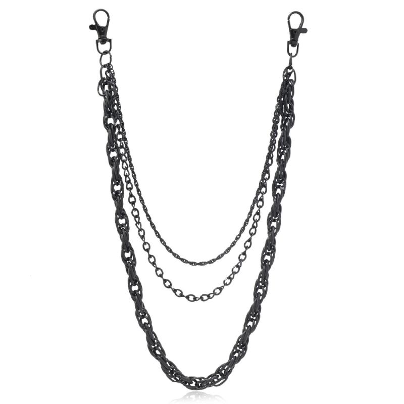 楽天フロントップ楽天市場店アクセサリー メンズ レディース ウォレットチェーン キーチェーン 無限ループ パンク ヒップホップ ストリート系 アメカジ カジュアル デニム ジーンズ用 高級感 メタル ブラック 普段使い